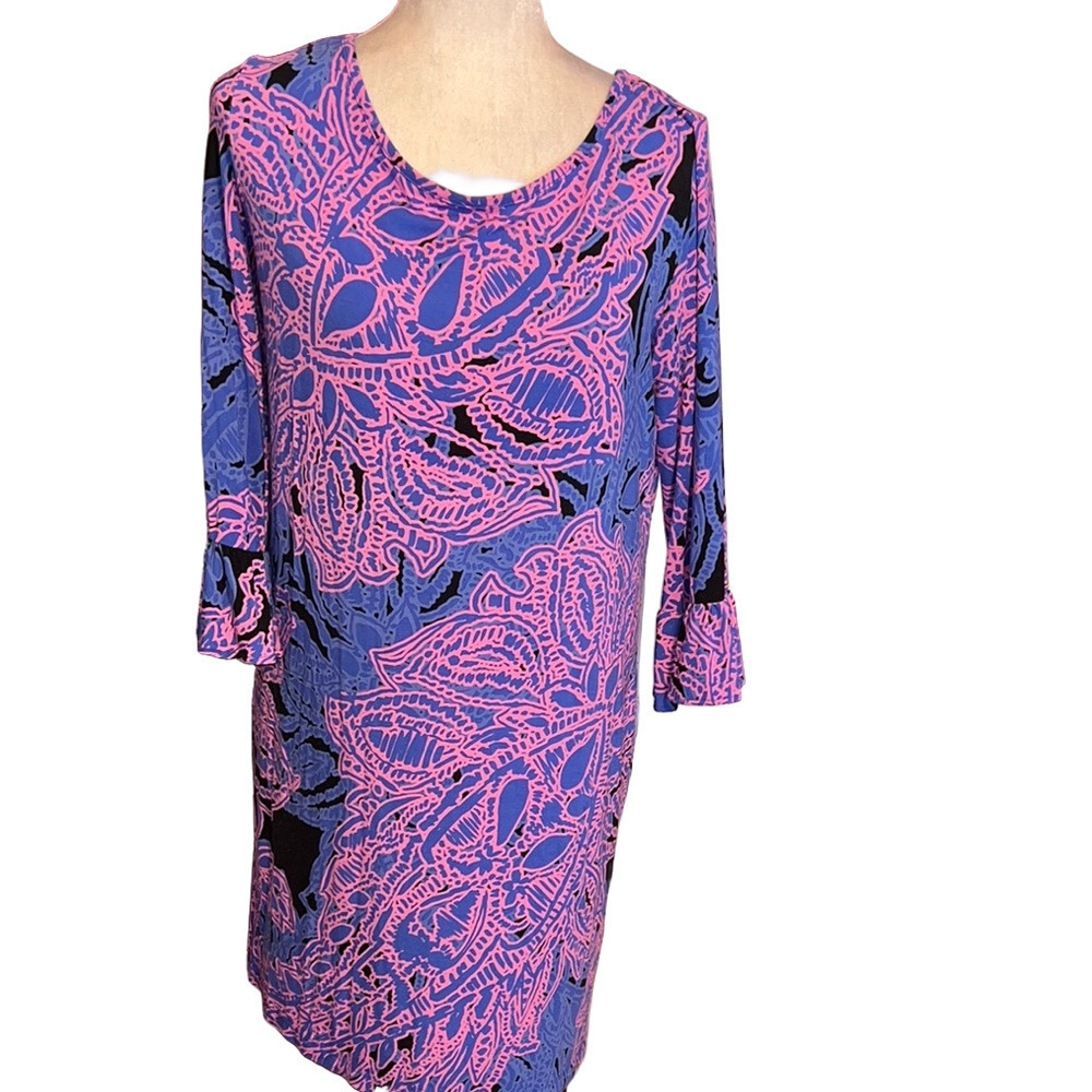 Tori Richard Honolulu Linden Ruffle Sleeve Shift Dress Sz Medium